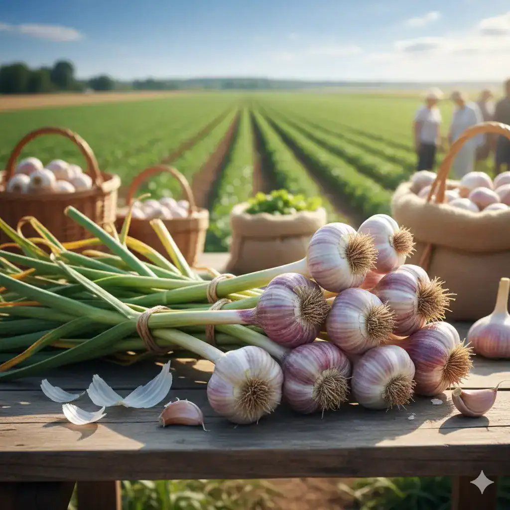 Bulbi de usturoi românesc proaspăt - Programul Usturoiul 2026 oferă ajutor de minimis de 3000 euro/hectar pentru fermieri, anunț oficial Florin Barbu MADR