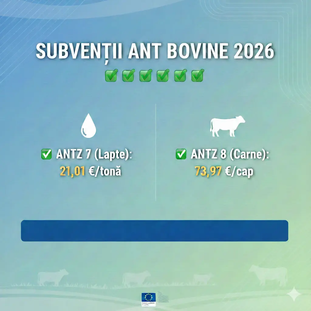 ANT bovine 2026 - cuantumuri subvenții APIA pentru vaci de lapte și carne, termene depunere și plată