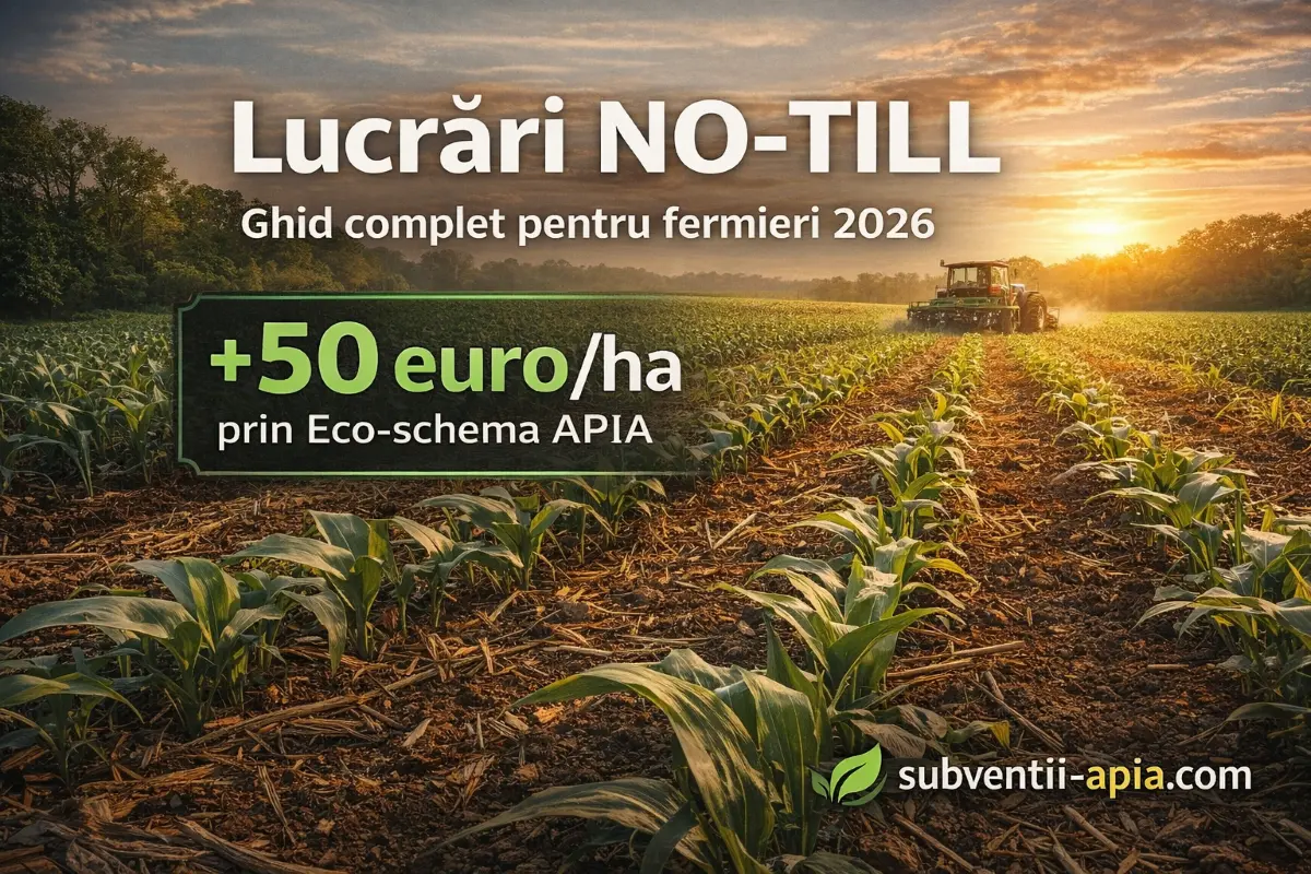 Câmp agricol cu resturi vegetale pe sol pregătit pentru semănat NO-TILL fără arătură, demonstrând practicile de agricultură conservativă