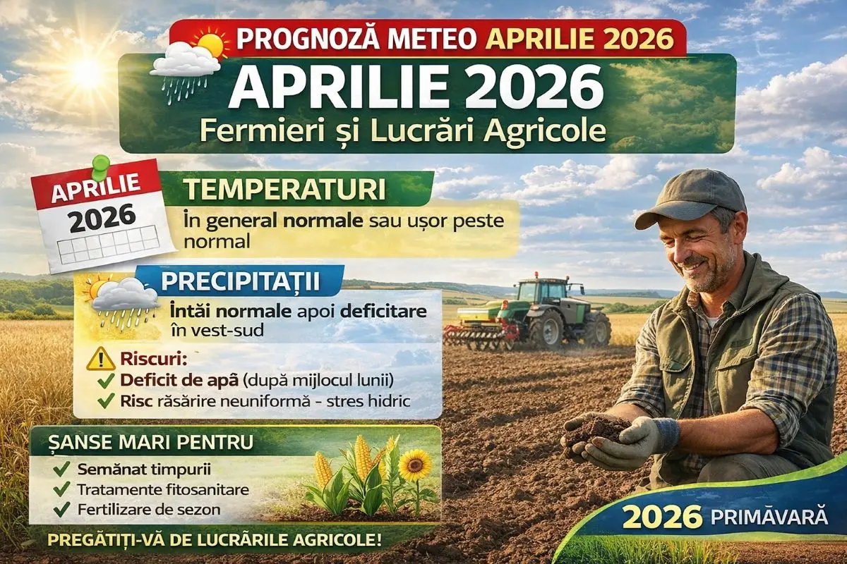 prognoza meteo aprilie 2026 pentru fermierii care fac lucrări agricole de primăvară în România