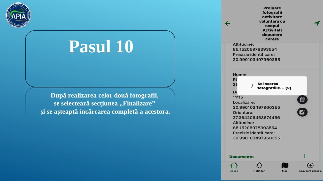 Pasul 10 GeoFoto APIA – Apăsare buton „Finalizare