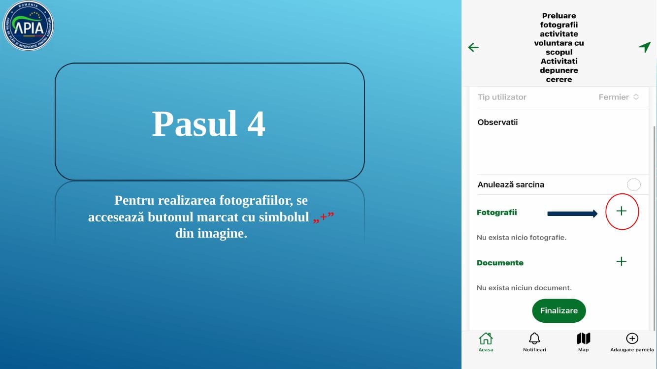 Pasul 4 GeoFoto APIA – Butonul „+