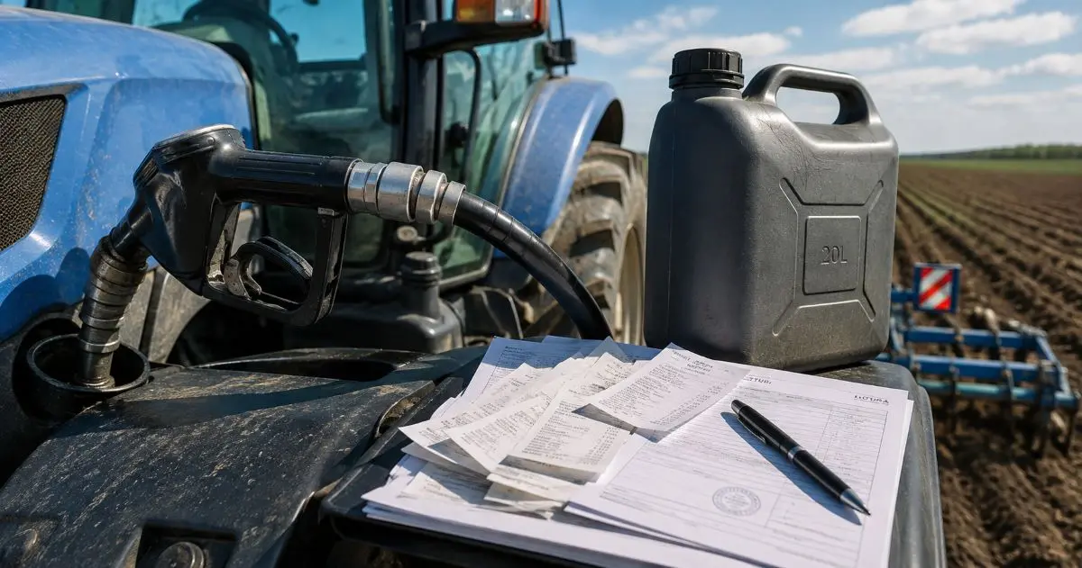 Calculator motorină 2026 — alimentare tractor cu motorină la marginea unui câmp, rambursare acciză prin APIA